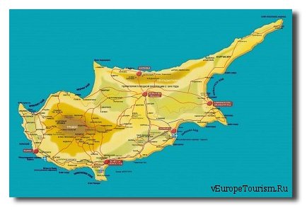 Карта Кипра на русском языке